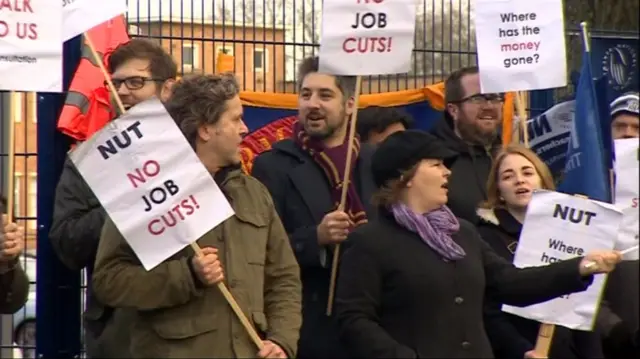 NUT members protesting