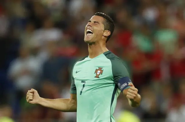 Cristiano Ronaldo celebrates