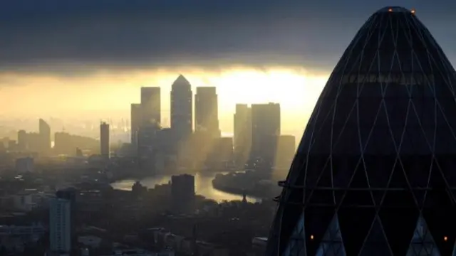 View of City and Canary Wharf