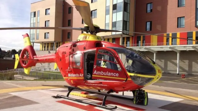 Air ambulance at Royal Stoke University Hospital