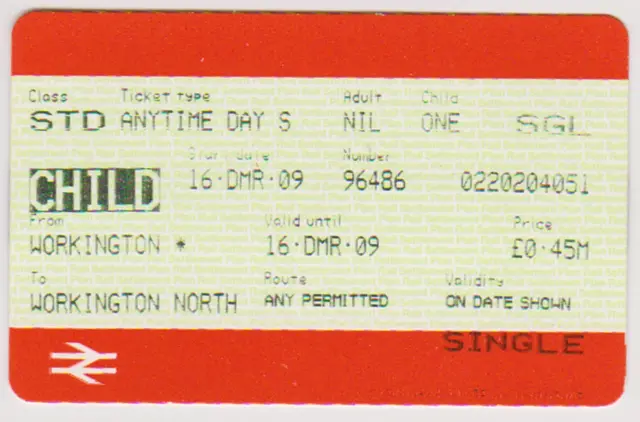 Child ticket from Workington to temporary station Workington North