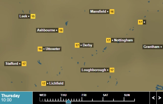 Weather temperatures for 10am on Thursday July 7