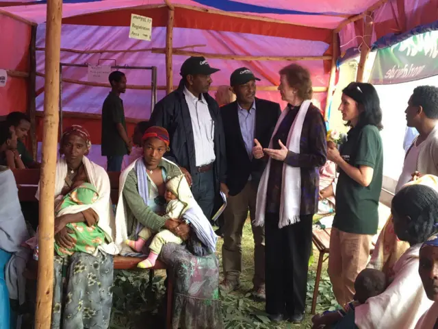 UN envoy Mary Robinson visiting aid project in Ethiopia