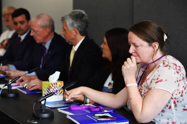 The families of those who died in Iraq take part in a press conference