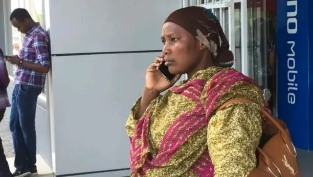 A woman on a mobile phone in Tanzania