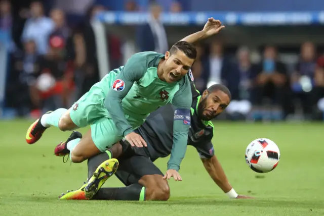 Ashley Williams tackles Cristiano Ronaldo