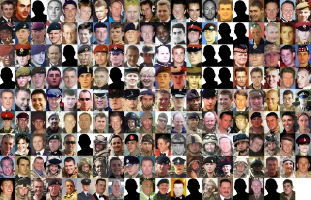 A composite image of the 179 UK troops that died during the conflict in Iraq