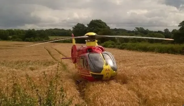 Air ambulance at scene of crash