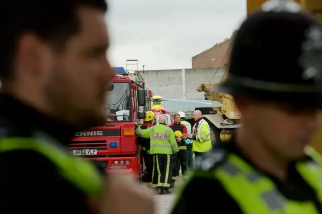 Emergency crews at the scene