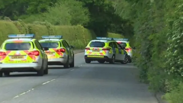 Police cars in road