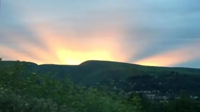 Sun setting over Hazler Hill