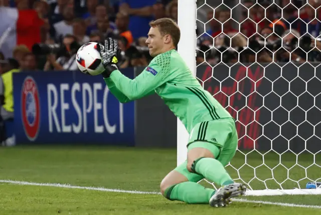 Manuel Neuer makes a save