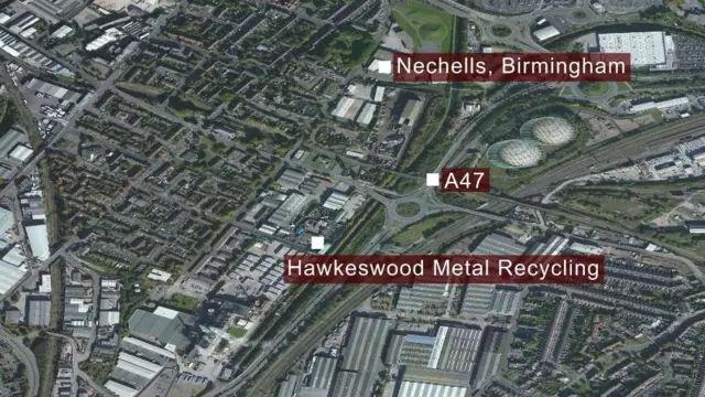Map showing location of Hawkeswood Metal Recycling