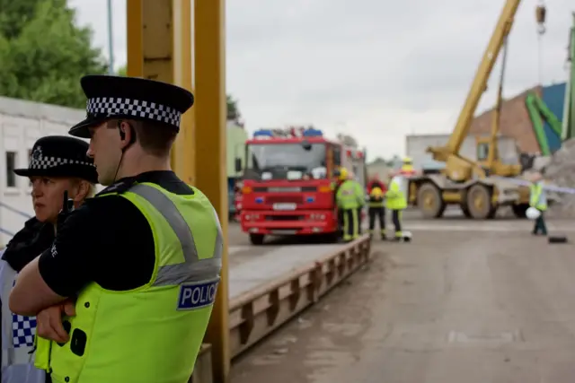 Police and fire services at Nechells recycling plant