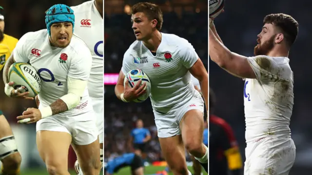 Jack Nowell, Henry Slade and Luke Cowan-Dickie