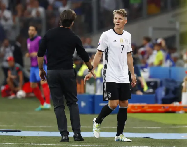 Bastian Schweinsteiger is subbed off