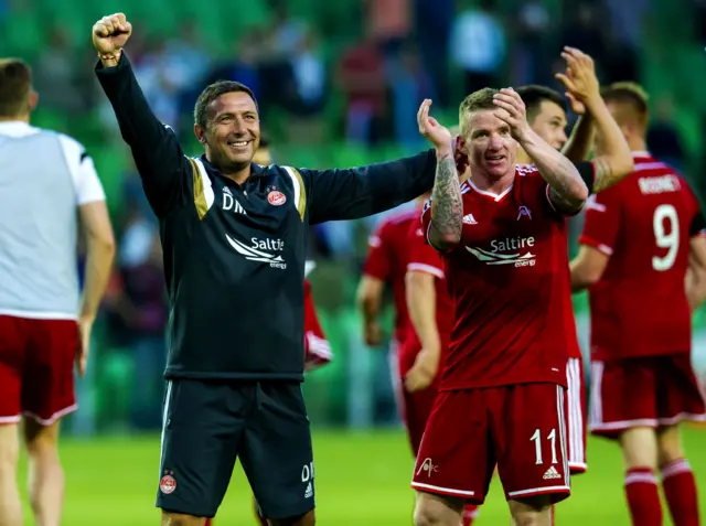 Manager Derek McInnes (left) and Jonny Hayes