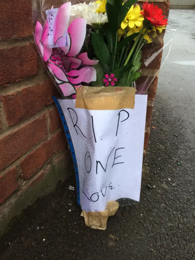 Bunch of flowers left outside the Nechells recycling plant