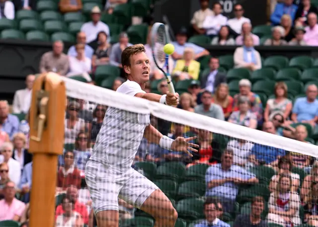 Tomas Berdych plays a shot