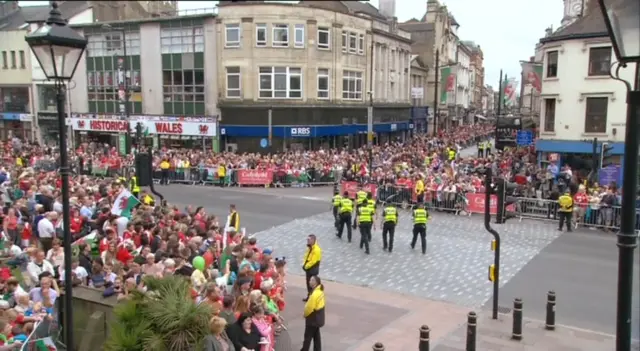 Crowds at Cardiff city centre