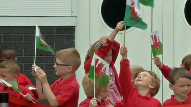 Fans at Cardiff Airport