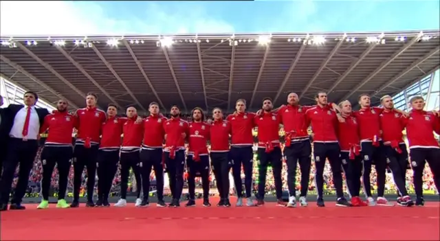 Wales team sing anthem