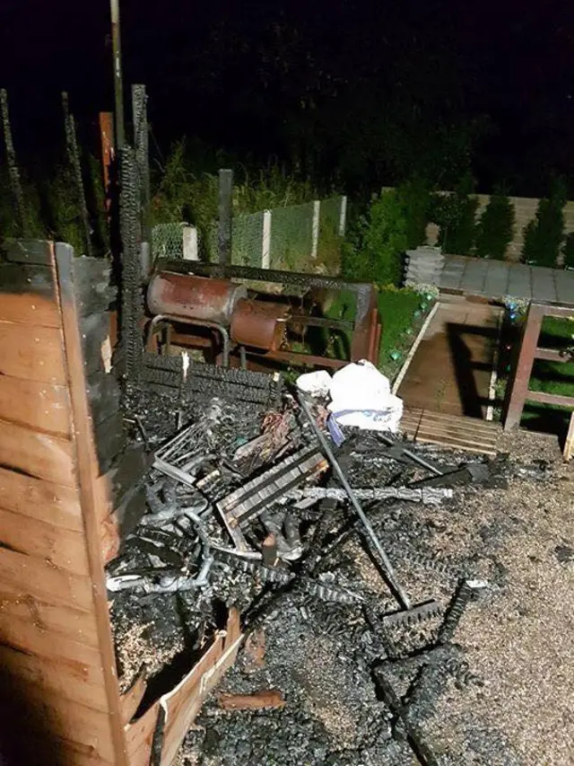 Burnt out shed