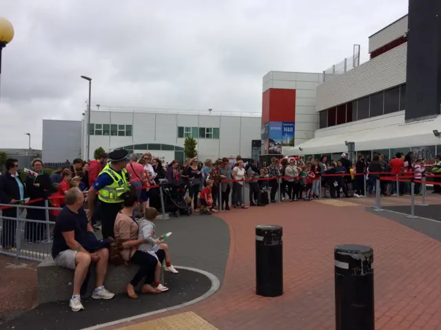 Fans at Cardiff Airport