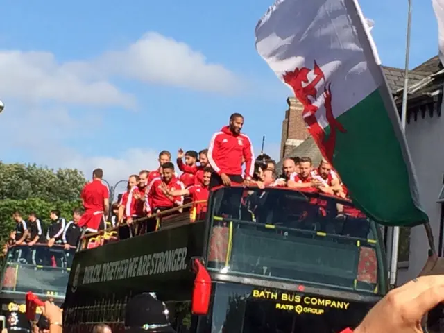 Wales team on bus