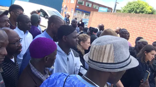 Crowds gather outside Nechells recycling plant