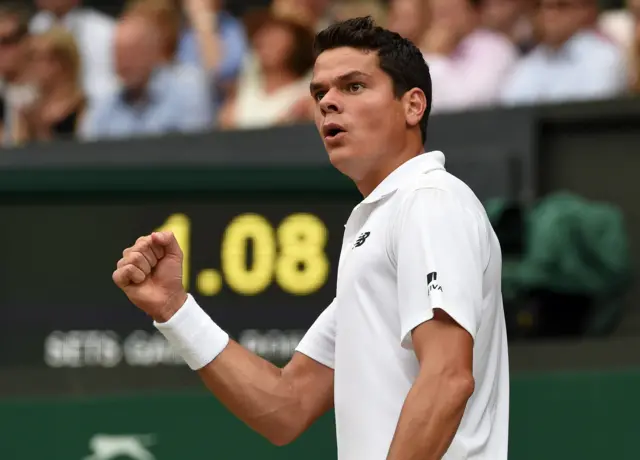 Milos Raonic celebrates