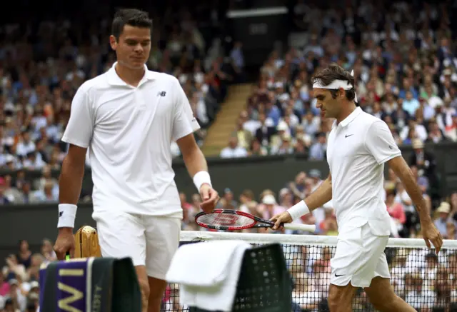 Roger Federer and Milos Raonic