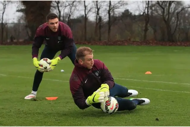 Jack Butland and Joe Hart in traning