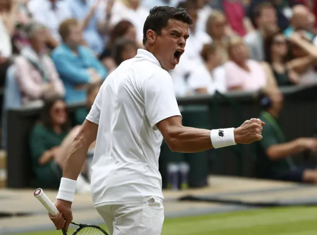 Milos Raonic celebrates