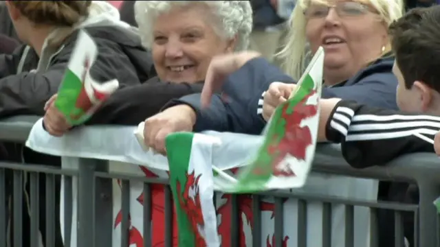 Fans at Cardiff Airport