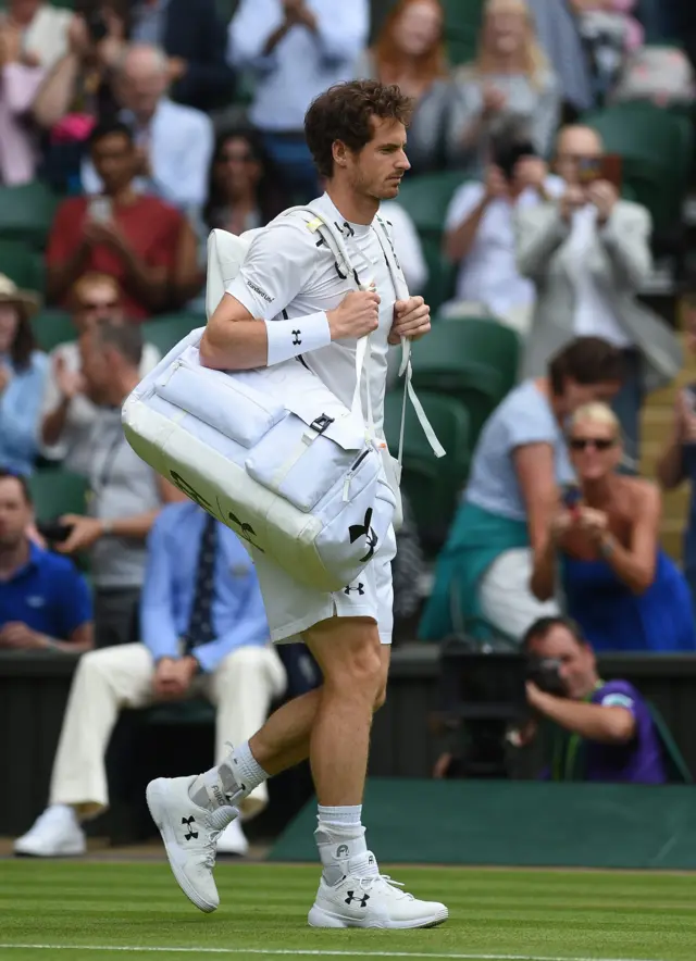 Andy Murray arrives on court