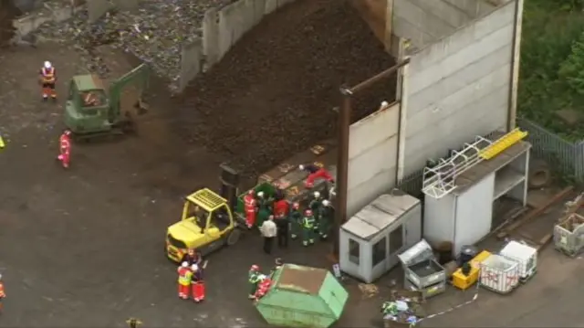 Emergency services at the metal recycling plant in Nechells