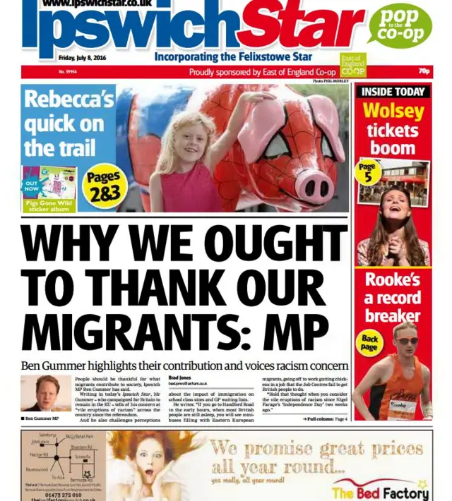 Ipswich Star front page