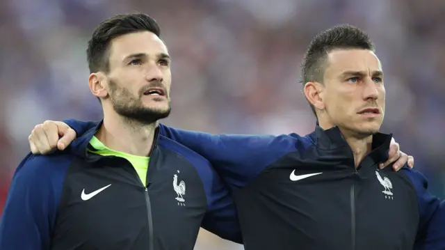 Hugo Lloris and Laurent Koscielny of France