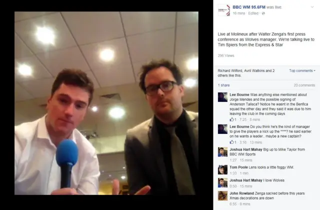 BBC WM Facebook Live post