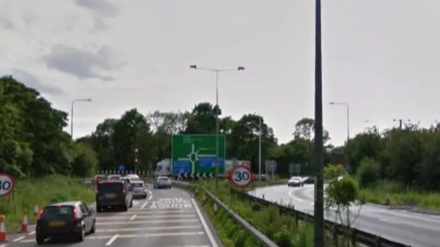 A500 at its junction with the M6 near Crewe