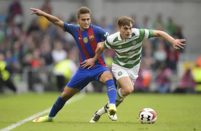 James Forrest playing against Barcelona