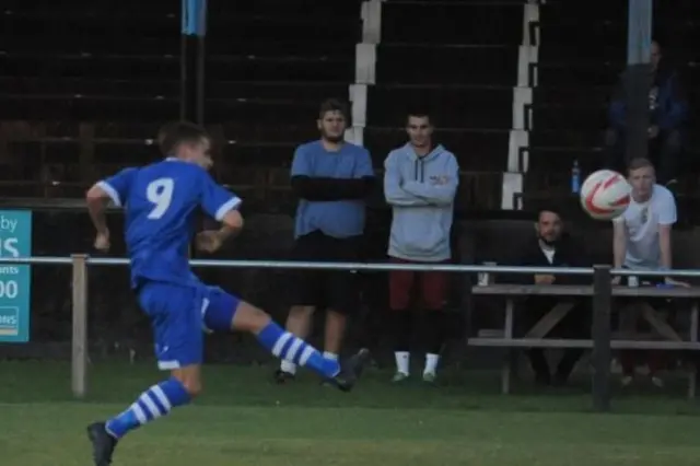 Craig Pruden completes his first-half hat-trick for Haverhill Borough in their 3-2 win at March Town United