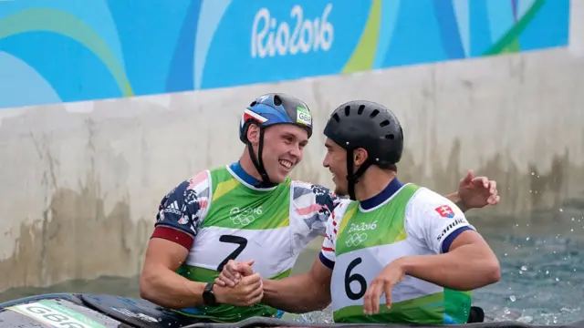 Joe Clarke gets congratulated on his win