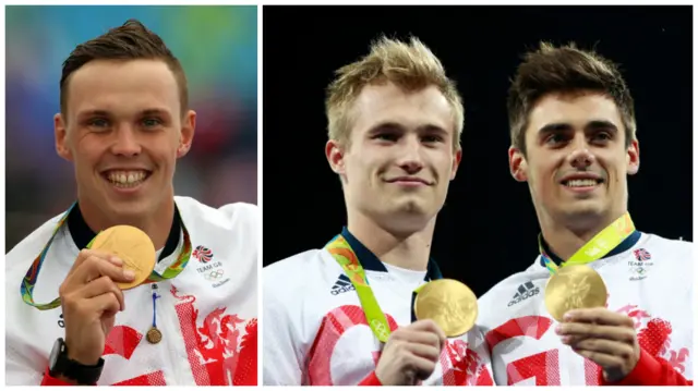 GB gold medal winners Joe Clarke and Jack Laugher/Chris Mears