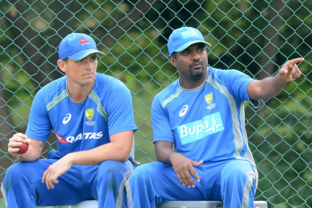 Stephen O'Keefe and Muttiah Muralitharan