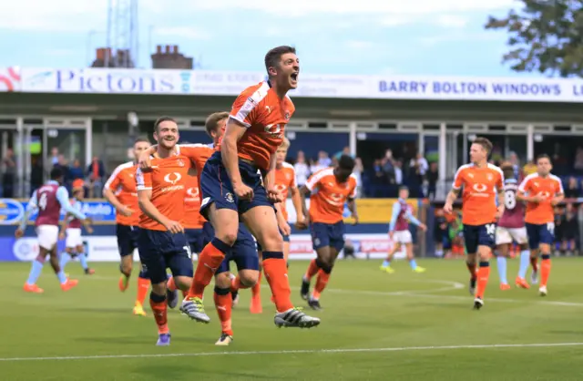 Luton Town celebrate their win