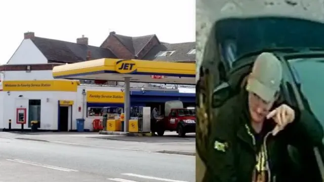 The Fazeley Jet Garage has been targeted three times in a month. Pictured right is a suspect who was caught on CCTV.