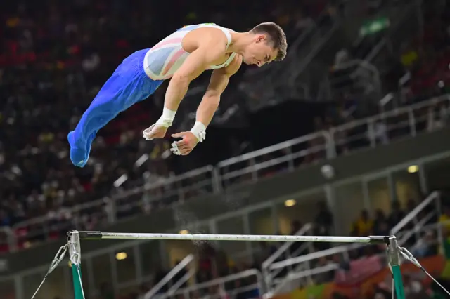 Max Whitlock on horizontal bar