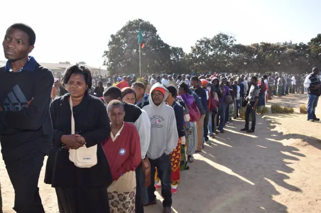 Voters queueing